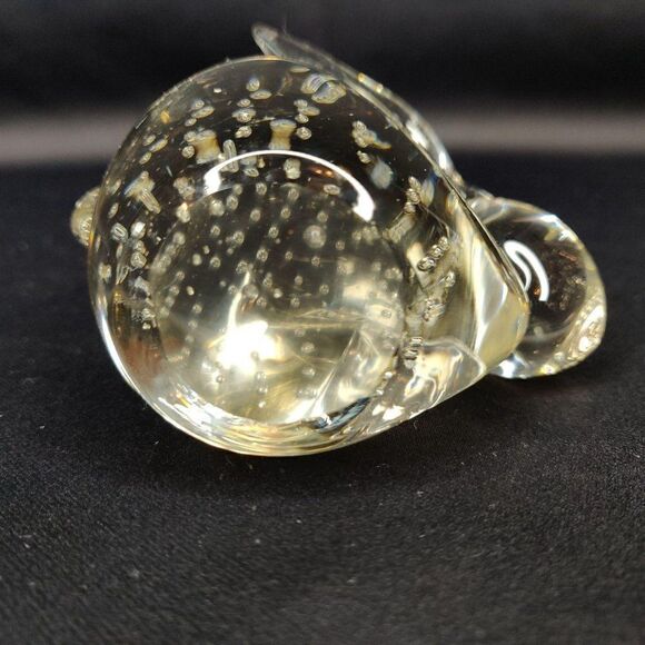 Vintage Glass Bunny Rabbit Paperweight Art Glass Controlled Bubbles Clear - Picture 6 of 6